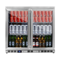 WineCools- KBU56M 36 Inch Heating Glass 2 Door Built In Beverage Fridge