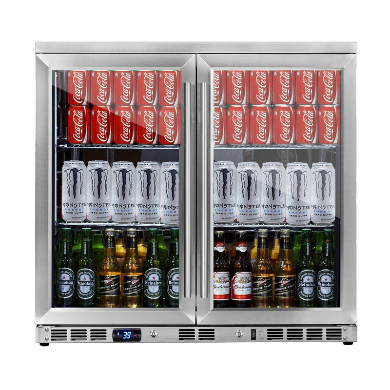 WineCools- KBU56M 36 Inch Heating Glass 2 Door Built In Beverage Fridge