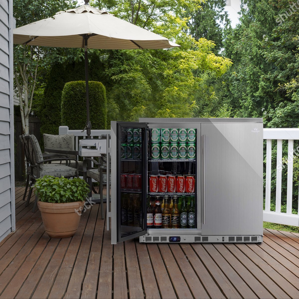 WineCools- KBU56ASD 36 Inch Outdoor Beverage Refrigerator 2 Door For Home