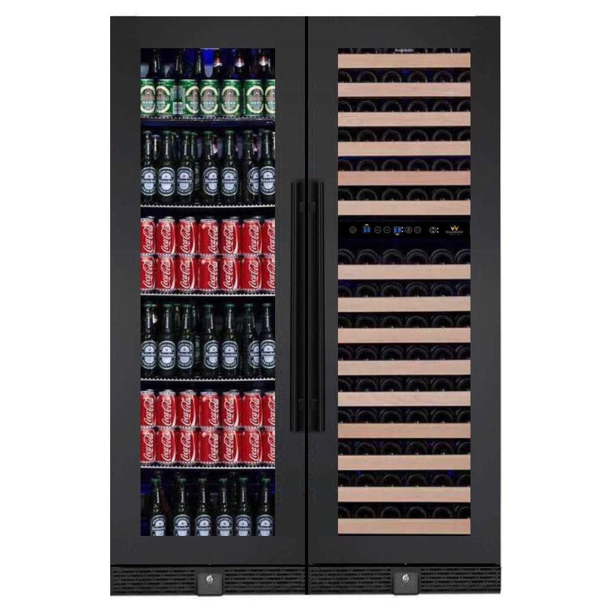 WineCools- KBU170BW3 72" Tall Beer And Wine Refrigerator Combo With Glass Door