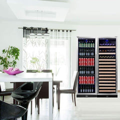 WineCools- KBU170BW2 72" Large Wine And Beverage Cooler Drinks Combo With Clear Door