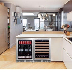 WineCools- KBU50BW2 48 Inch Glass Door Side By Side Wine And Beverage Cooler Combo