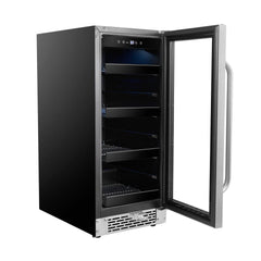 Whynter 15 inch Built-In 80 Can Undercounter Stainless Steel Beverage Refrigerator with Reversible Door BBR-838SB